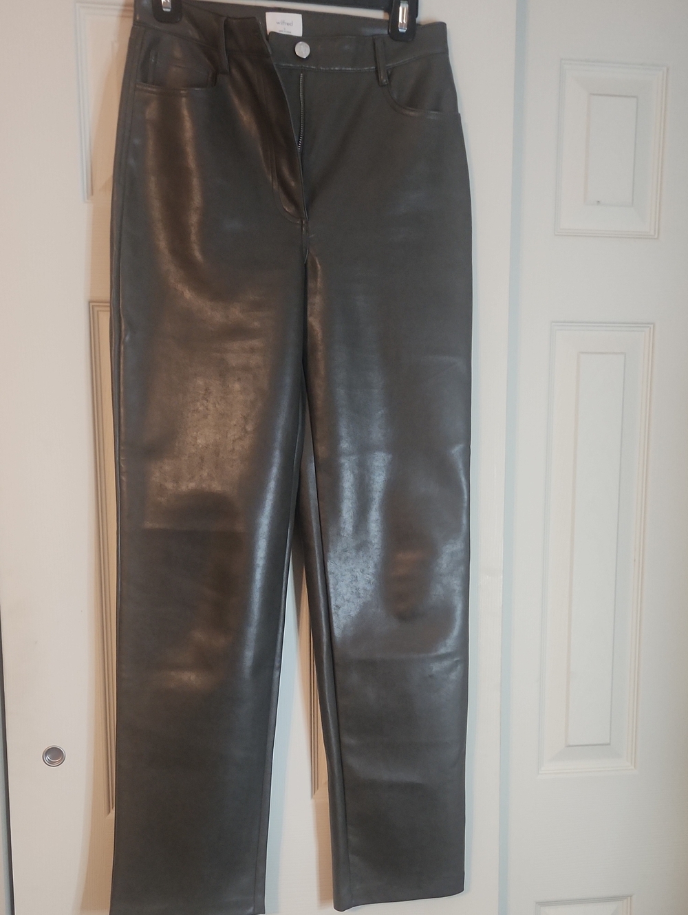 Wilfred Faux Leather Straight-Leg Jeans - Black